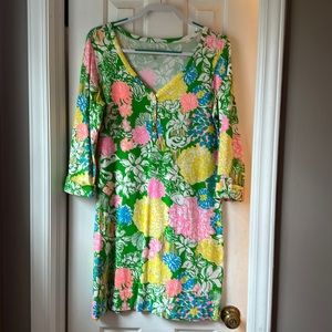 Lilly Pulitzer Hibiscus Stroll 3/4 sleeve dress, size large